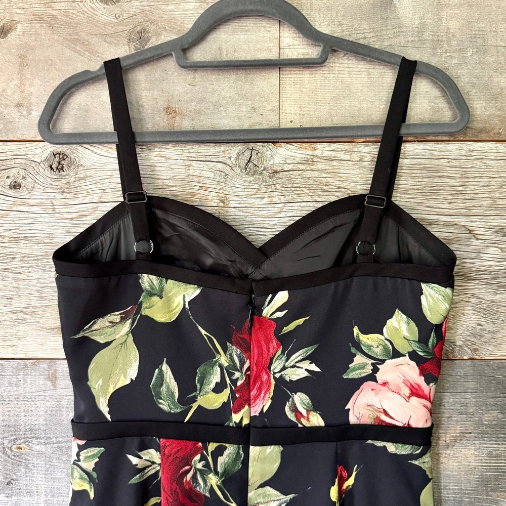 Black Halo Daria Sheath Dress 10 Black Red Rose Corset Coquette Wedding Garden - Picture 7 of 10